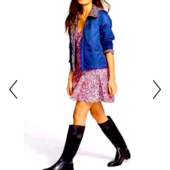 TORY BURCH Drop Waistline Red & Dark Blue Floral Mini Dress size XS - Picture 6 of 8